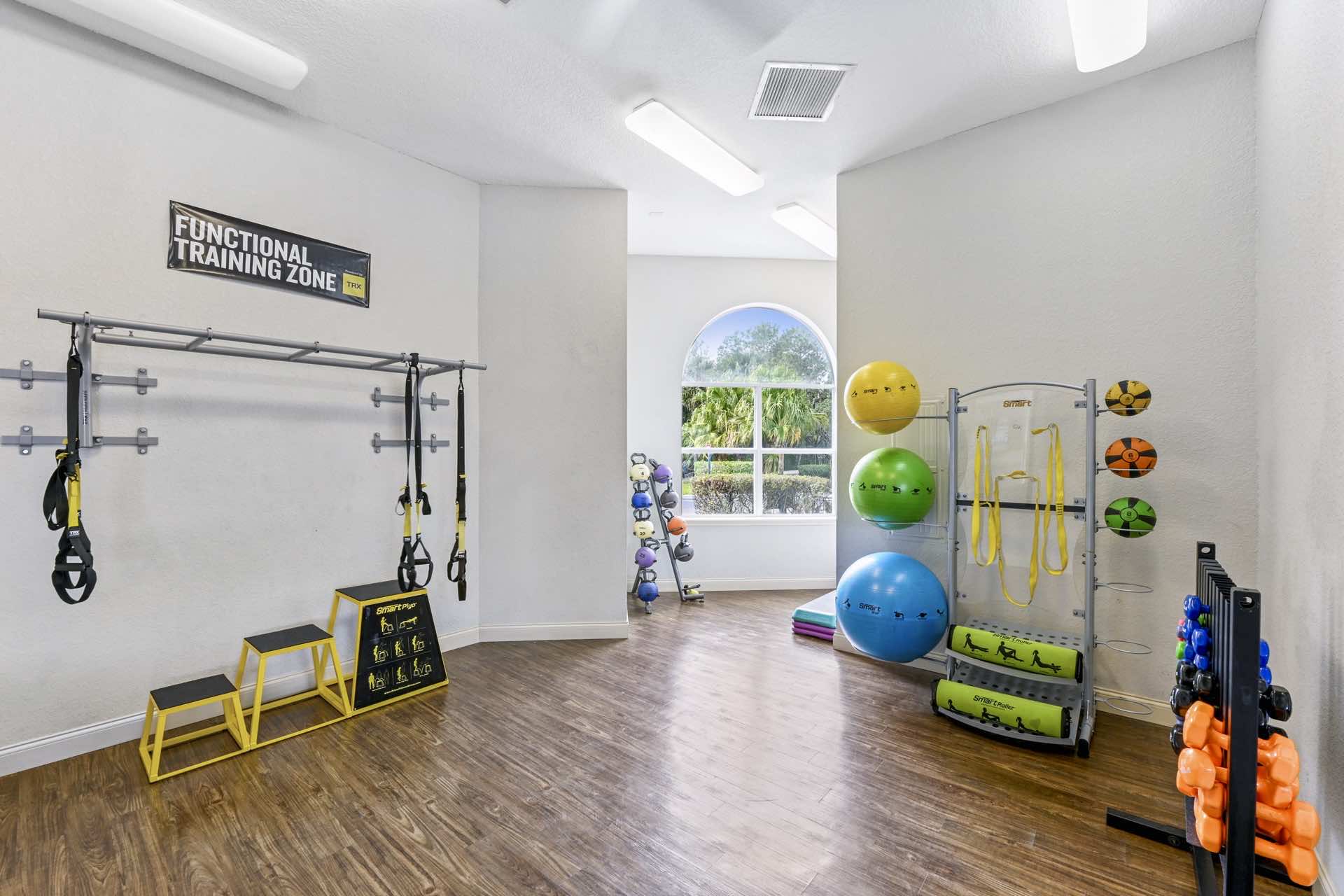 TRX cables and body weight equipment in yoga studio